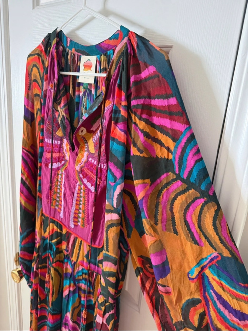 FARM RIO Dynamic Foliage Embroidered Maxi Dress Size XL - Picture 7 of 16